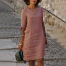 Vestido Feminino Casual de Poliéster com Decote V e Silhueta Solta para o Verão