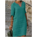 Vestido Feminino Casual de Poliéster com Decote V e Silhueta Solta para o Verão