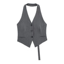 Colete Feminino Sob Medida – Estilo High Street com Botões e Decote V