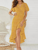 Vestido Boho Longo com Mangas Flare e Estampa Floral – Elegância e Charme para o Verão!