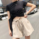 Shorts Feminino de Algodão e Linho com Laço – Estilo Prairie Chic
