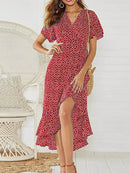 Vestido Boho Longo com Mangas Flare e Estampa Floral – Elegância e Charme para o Verão!