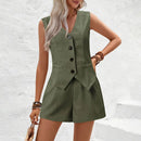 Conjunto Feminino Office Lady – Look Slim Elegante com Botões Decorativos