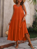 Vestido A-Line Casual Sem Mangas – Conforto e Elegância para o Verão