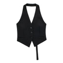 Colete Feminino Sob Medida – Estilo High Street com Botões e Decote V