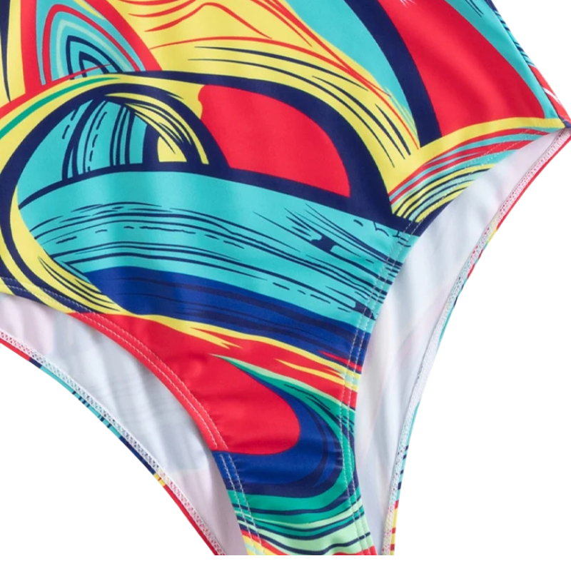 Maiô Feminino com Estilo Camuflado, Decote Sexy e Design Vintage