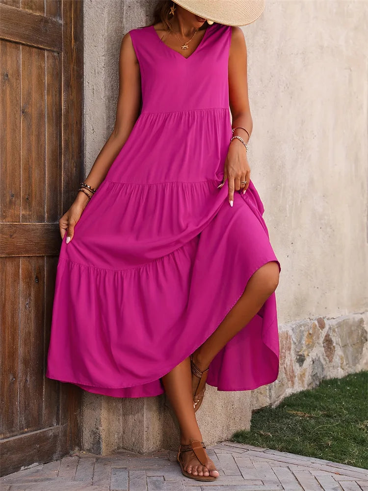 Vestido A-Line Casual Sem Mangas – Conforto e Elegância para o Verão