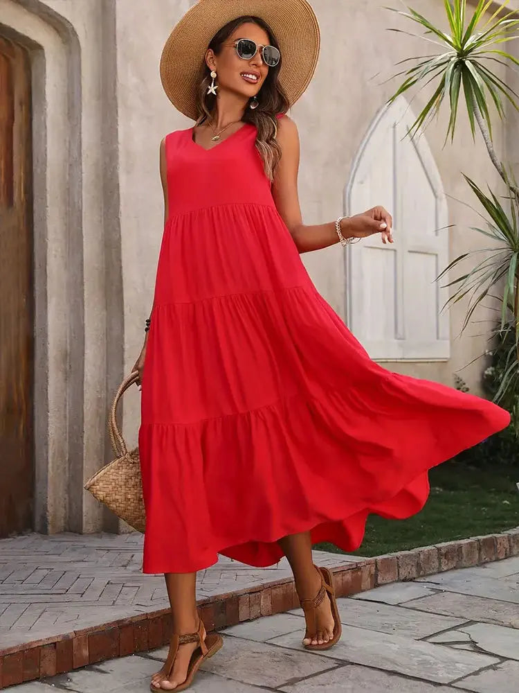 Vestido A-Line Casual Sem Mangas – Conforto e Elegância para o Verão