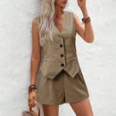 Conjunto Feminino Office Lady – Look Slim Elegante com Botões Decorativos