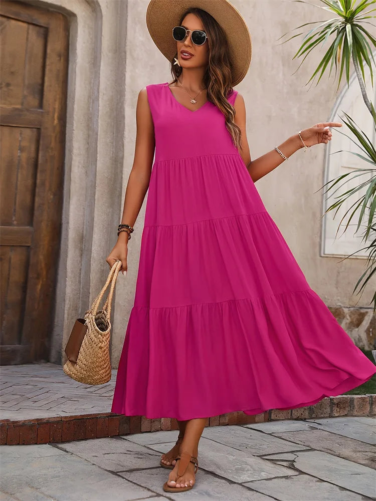 Vestido A-Line Casual Sem Mangas – Conforto e Elegância para o Verão
