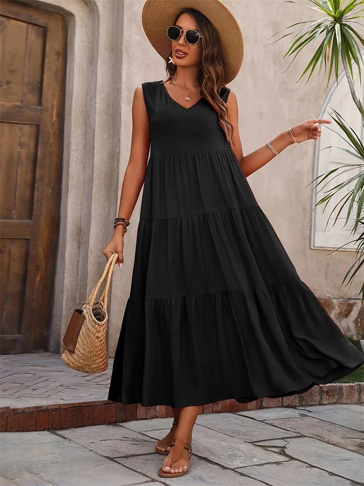Vestido A-Line Casual Sem Mangas – Conforto e Elegância para o Verão