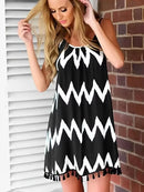 Vestido Feminino Estilo Praia com Estampa Listrada – Alças Finas e Caimento Solto