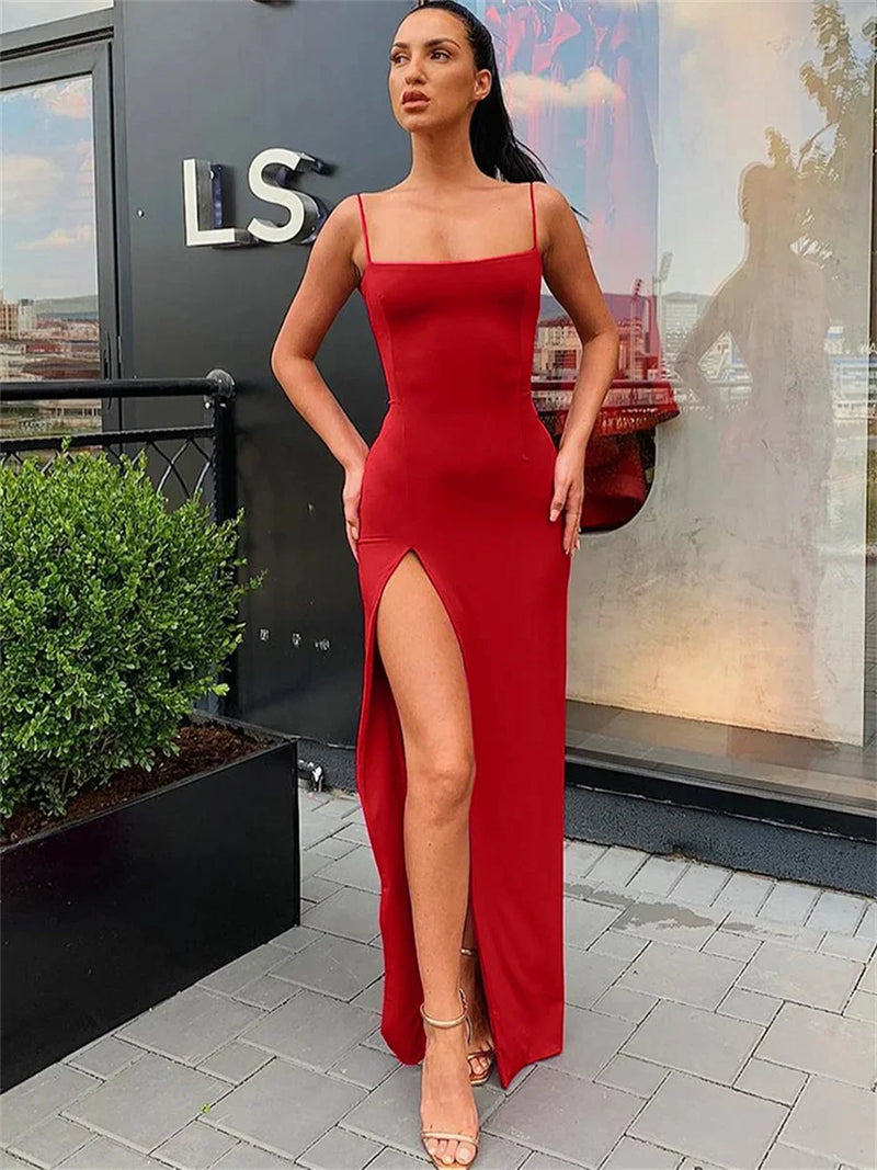 Vestido Casual Feminino com Alças Finas e Caimento Slim – Estilo Elegante para o Verão